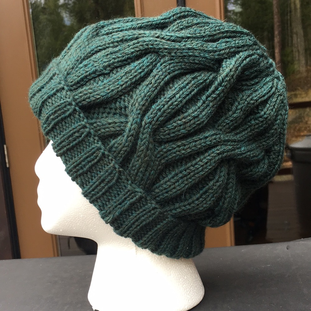 Hand Knit Cabled Slouchy Hat